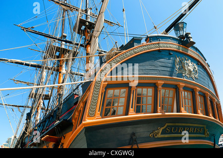 HMS Surprise used in the film Master and Commander in the Tall Sailing Ships in Harbour of San Diego California USA Stock Photo