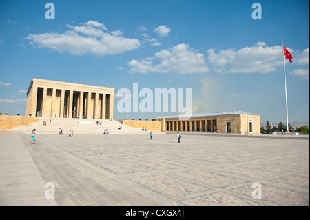 The monumental tomb of Anitkabir in Ankara is the mausoleum of Kemal Atatürk, founder + first president of the Turkish Republic Stock Photo