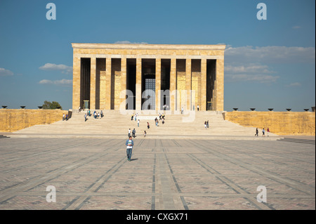 The monumental tomb of Anitkabir in Ankara is the mausoleum of Kemal Atatürk, founder + first president of the Turkish Republic Stock Photo