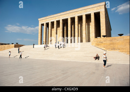 The monumental tomb of Anitkabir in Ankara is the mausoleum of Kemal Atatürk, founder + first president of the Turkish Republic Stock Photo