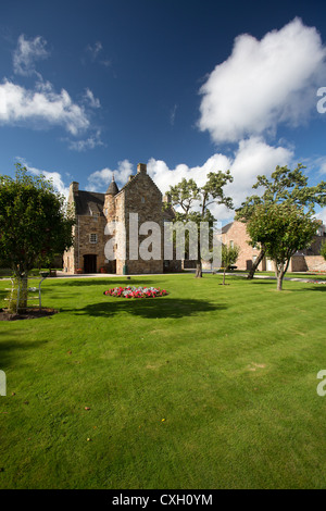 Town of Jedburgh, Scotland. Colourful view of the Mary Queen of Scot’s Visitors Centre and grounds. Stock Photo