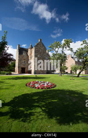 Town of Jedburgh, Scotland. Colourful view of the Mary Queen of Scot’s Visitors Centre and grounds. Stock Photo