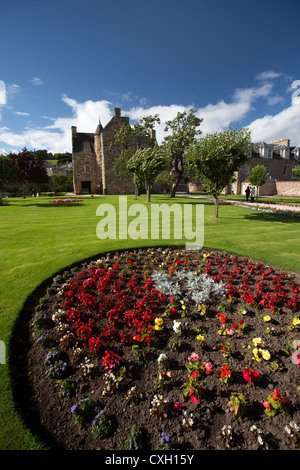 Town of Jedburgh, Scotland. Colourful view of the Mary Queen of Scot’s Visitors Centre and grounds. Stock Photo