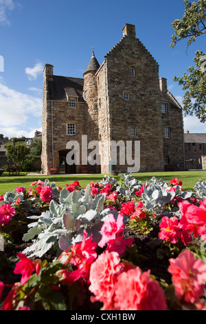 Town of Jedburgh, Scotland. Colourful view of the Mary Queen of Scot’s Visitors Centre and grounds. Stock Photo