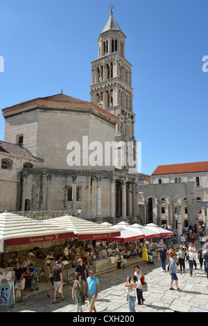 View of Cathedral Saint Dommios from Poljana kraljice Jelene, Old Town, Split, Split-Dalmatia County, Croatia Stock Photo