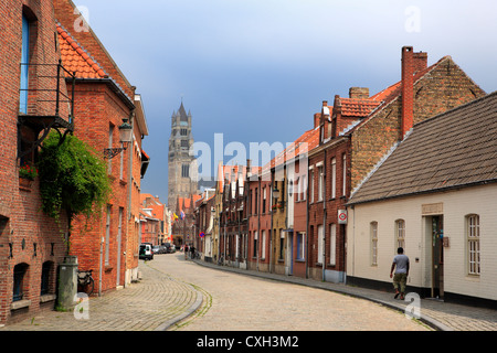 Street in the old city, Bruges, Belgium Stock Photo