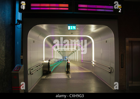Passage to platforms 1 and 2 at Oslo S central main railway station interior Sentrum central Oslo Norway Europe Stock Photo