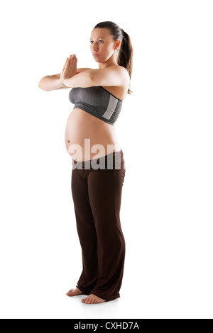 Beautiful pregnant woman doing exercises Stock Photo