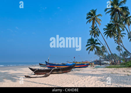 Fishing boats Colva Beach Goa India Stock Photo