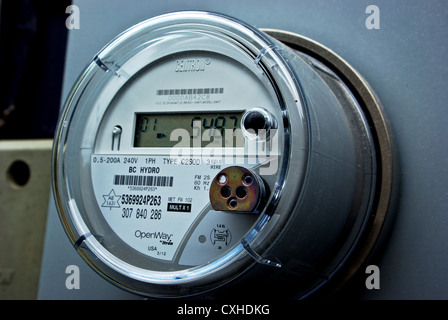 Centron C1S digital solid state wireless transmission household electricity use smart meter BC Hydro Stock Photo