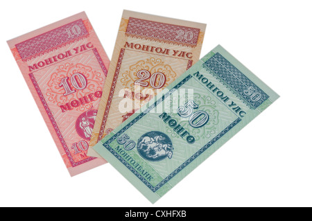 Mongolian Tugrik banknotes Stock Photo