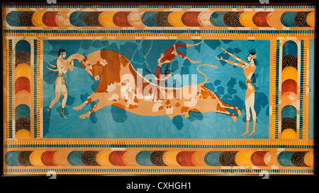 Bull-leaping Fresco, Minoan Palace Of Knossos, Heraklion (Irakleio ...