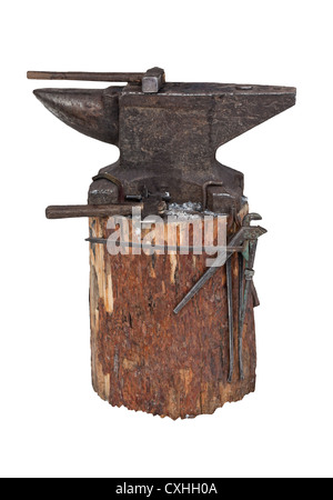 Blacksmith tools isolated on white background Stock Photo