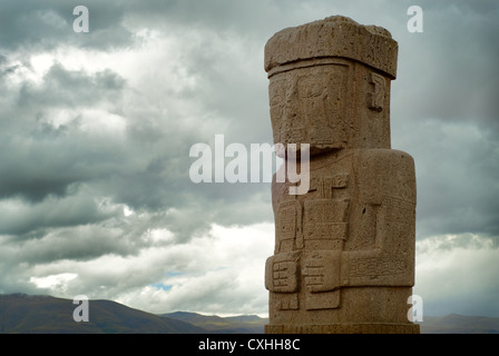 Monolith at Ruins of Tiwanaku, Bolivia Stock Photo