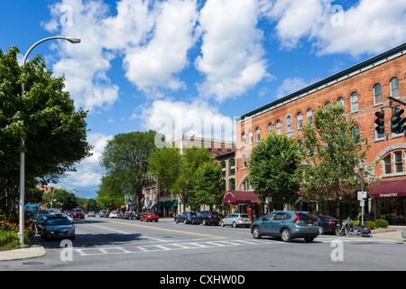 Historic buildings on Broadway in downtown Saratoga Springs, New York State, USA Stock Photo