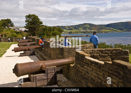 Elk198-3662 Chile, Chiloe Island, Ancud, Fuerte San Antonio fort Stock Photo