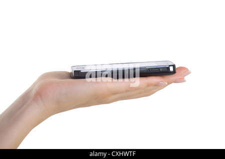 Hand holding mobile smart phone with blank screen Stock Photo