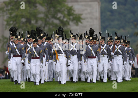 Cadet at the US Military Academy march during the Pass in Review prior to the NCAA football game between Stony Brook Seawolves and Army Black Knights at Michie Stadium September 29, 2012 in West Point, NY. Stock Photo