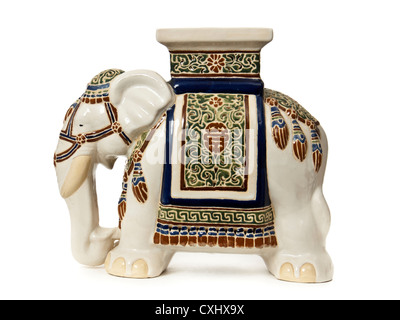 Large ceramic elephant-shaped plant stand Stock Photo