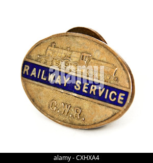 WW2 Great Western Railway (GWR) brass & enamel 'Railway Service' lapel badge. Stock Photo