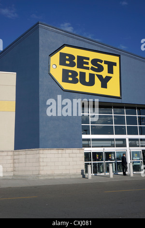 A logo sign outside of a Best Buy Outlet retail store location in ...