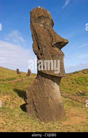 Elk198-5296v Chile, Easter Island, Rano Raraku, moai statues Stock Photo