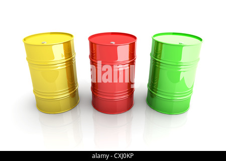Three industrial barrels. Stock Photo