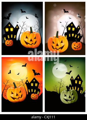 Four Halloween banners. Vector. Stock Photo