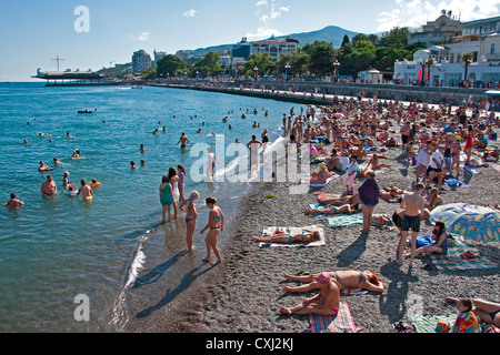 Yalta waterfront beach in summer Stock Photo