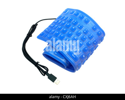 A plastic keyboard against a white background Stock Photo