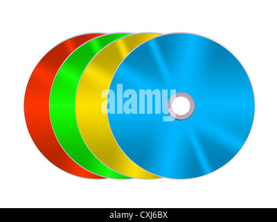 Compact discs isolated against a white background Stock Photo