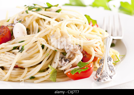 Seafood Spaghetti Stock Photo