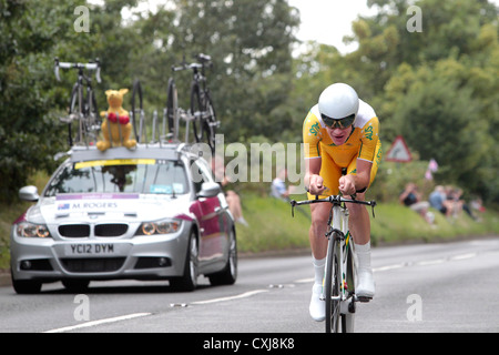 Michael Rogers competing in men's individual road time trial at the 2012 London Olympics Stock Photo