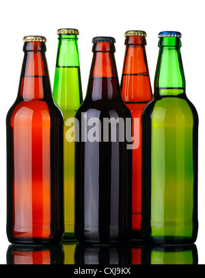 Five bottles of beer Stock Photo