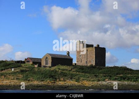 St.Cuthbert's Chapel and Prior Castell's Tower on Inner Farne. Stock Photo