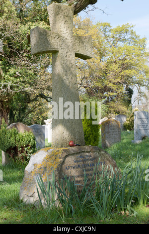 Gravestone of Sir Arthur Conan Doyle, Minstead Churchyard, Hampshire, UK Stock Photo