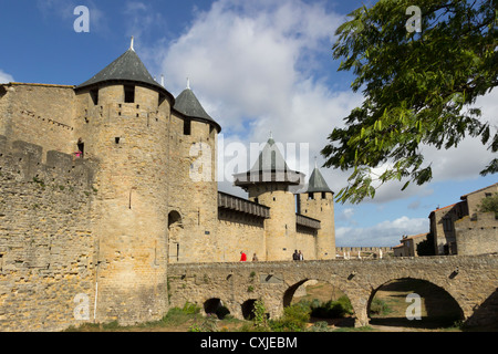 Carcassonne Medieval City, La Cite, Chateau Comtal, Aud, Roussillon, Languedoc, France Stock Photo