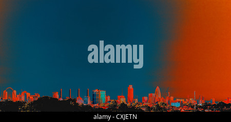 Creative abstract artwork image of London skyline viewed from Wimbledon Stock Photo