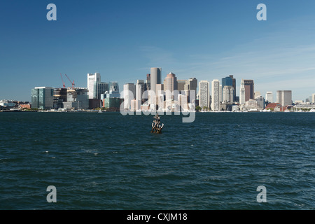 2012 Boston City Skyline As Seen From Across Boston Harbor At Logan Airport Stock Photo