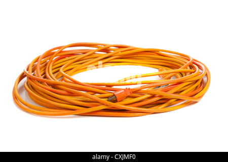 Orange extension cord on a white background Stock Photo