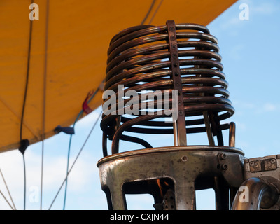 Hot air balloon gas burner, with a balloon detail Stock Photo