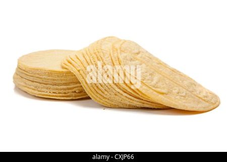 Stack of Mexican corn tortillas on a white background Stock Photo