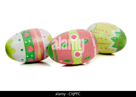 Pastel colored Easter eggs on a white background Stock Photo