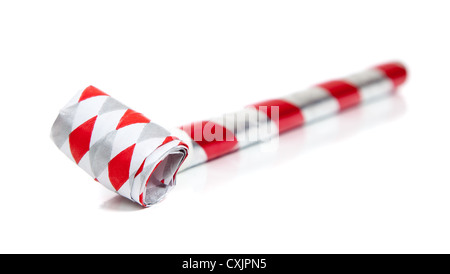 Red and white noise maker on a white background Stock Photo