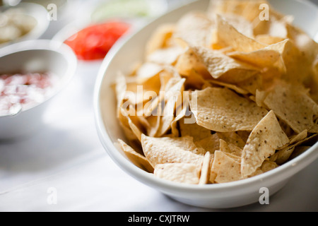 Nacho Chips and Dips Stock Photo