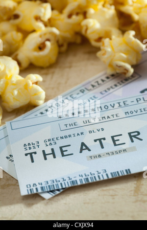 Popcorn and Movie Tickets Stock Photo
