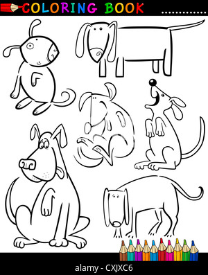 illustration of cartoon dogs group for coloring book Stock Photo - Alamy