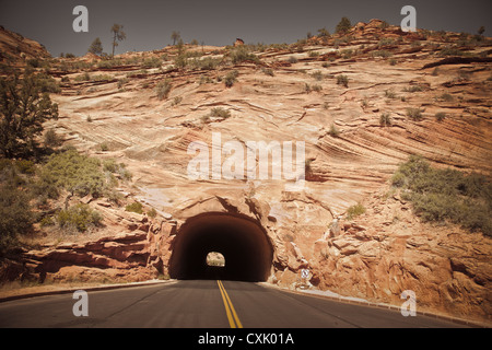 Tunnel near East Entrance, Zion National Park, Utah, USA Stock Photo
