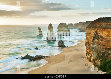 Rock formation of The Twelve Apostles in late afternoon light. Stock Photo