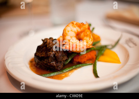 Surf and Turf Entree on Plate Stock Photo